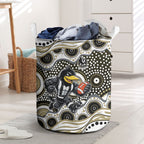Collingwood Magpies Laundry Basket Aboriginal Dot Pattern - Football Mascot Heritage Pride