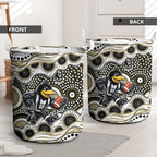 Collingwood Magpies Laundry Basket Aboriginal Dot Pattern - Football Mascot Heritage Pride