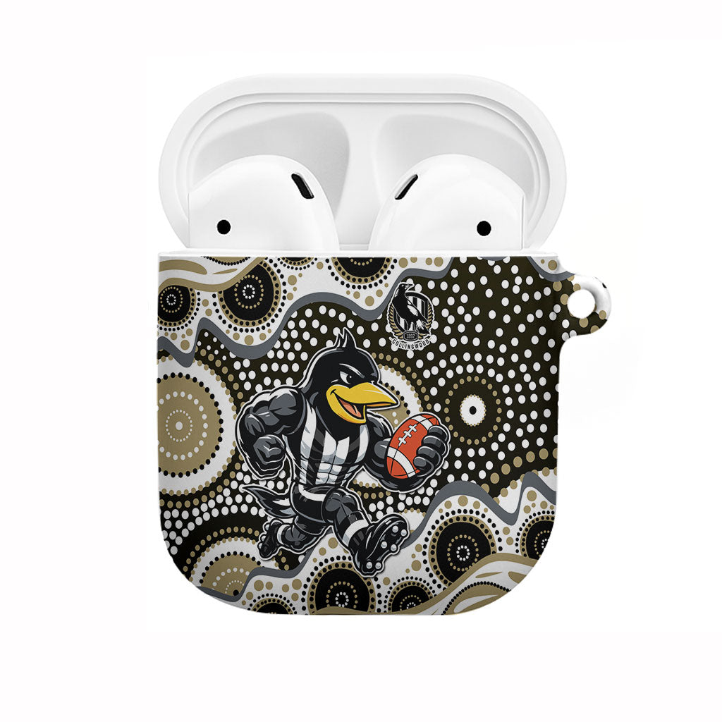 Collingwood Magpies AirPods Case Aboriginal Dot Pattern - Football Mascot Heritage Pride