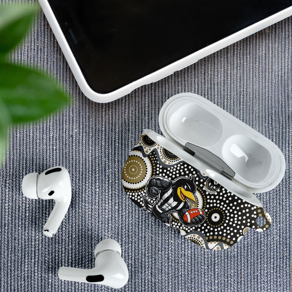 Collingwood Magpies AirPods Case Aboriginal Dot Pattern - Football Mascot Heritage Pride