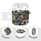 Collingwood Magpies AirPods Case Aboriginal Dot Pattern - Football Mascot Heritage Pride