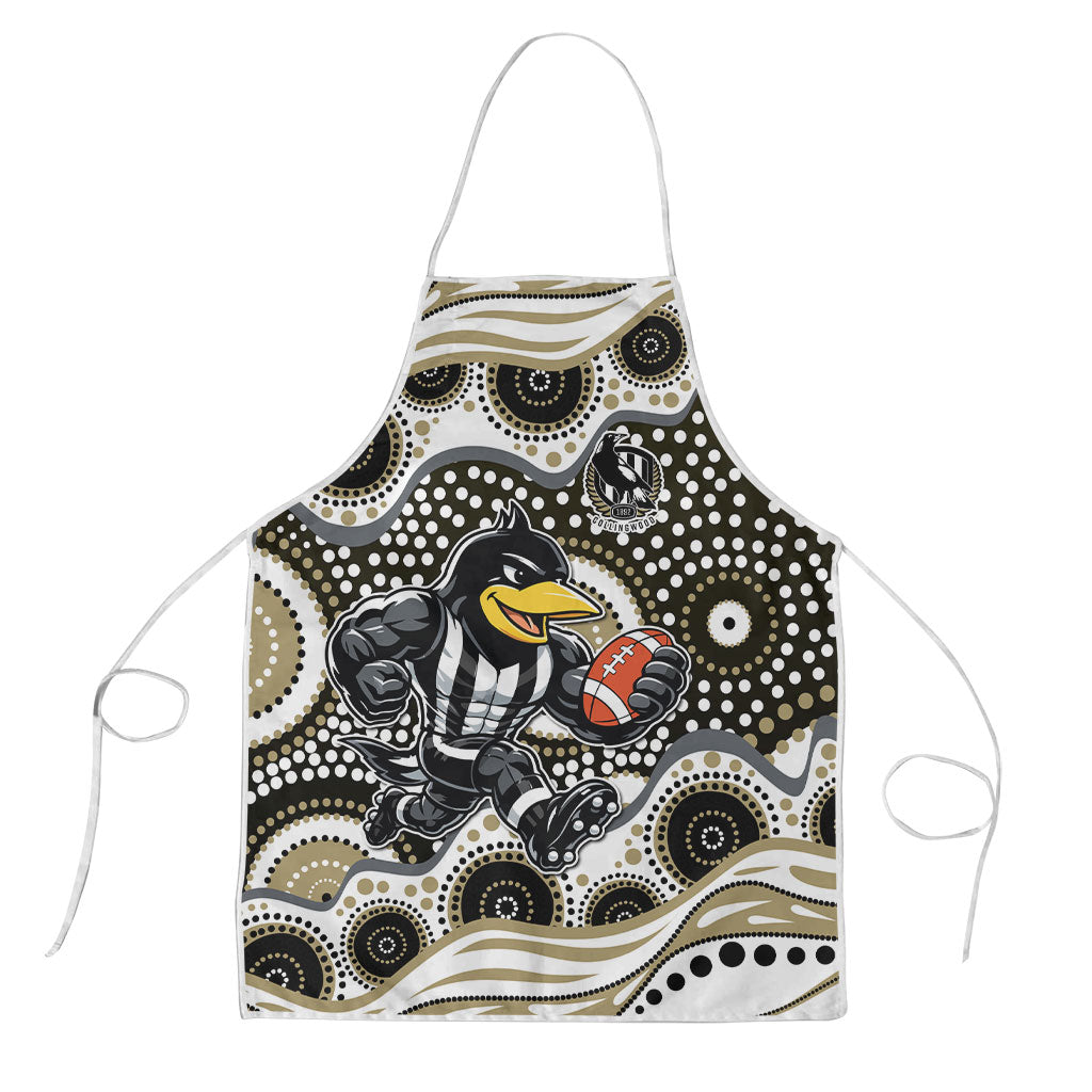 Collingwood Magpies Apron Aboriginal Dot Pattern - Football Mascot Heritage Pride