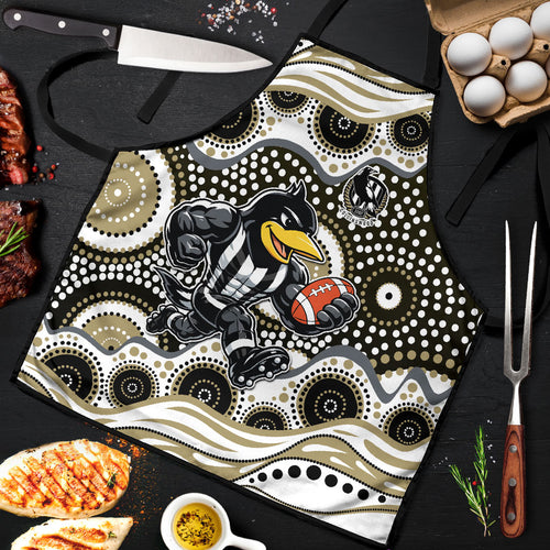 Collingwood Magpies Apron Aboriginal Dot Pattern - Football Mascot Heritage Pride