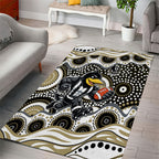 Collingwood Magpies Area Rug Aboriginal Dot Pattern - Football Mascot Heritage Pride