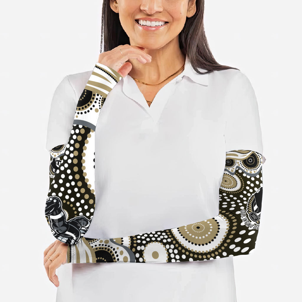 Collingwood Magpies Arm Sleeves Aboriginal Dot Pattern - Football Mascot Heritage Pride