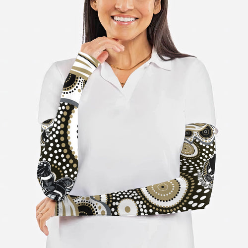 Collingwood Magpies Arm Sleeves Aboriginal Dot Pattern - Football Mascot Heritage Pride
