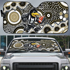 Collingwood Magpies Auto Sun Shade Aboriginal Dot Pattern - Football Mascot Heritage Pride