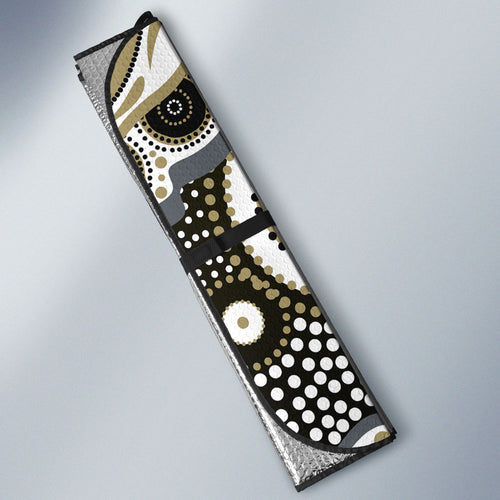 Collingwood Magpies Auto Sun Shade Aboriginal Dot Pattern - Football Mascot Heritage Pride