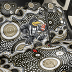 Collingwood Magpies Back Car Seat Cover Aboriginal Dot Pattern - Football Mascot Heritage Pride