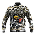 Collingwood Magpies Baseball Jacket Aboriginal Dot Pattern - Football Mascot Heritage Pride