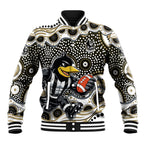 Collingwood Magpies Baseball Jacket Aboriginal Dot Pattern - Football Mascot Heritage Pride