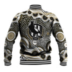 Collingwood Magpies Baseball Jacket Aboriginal Dot Pattern - Football Mascot Heritage Pride