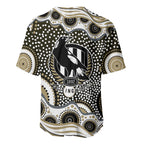 Collingwood Magpies Baseball Jersey Aboriginal Dot Pattern - Football Mascot Heritage Pride