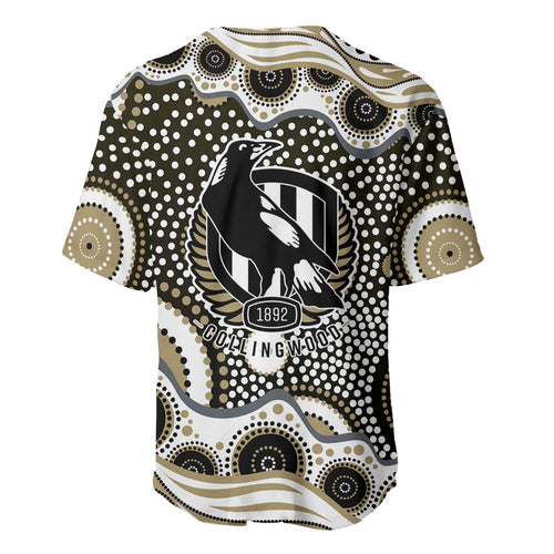 Collingwood Magpies Baseball Jersey Aboriginal Dot Pattern - Football Mascot Heritage Pride