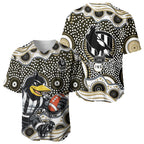 Collingwood Magpies Baseball Jersey Aboriginal Dot Pattern - Football Mascot Heritage Pride