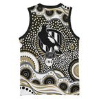 Collingwood Magpies Basketball Jersey Aboriginal Dot Pattern - Football Mascot Heritage Pride