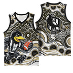 Collingwood Magpies Basketball Jersey Aboriginal Dot Pattern - Football Mascot Heritage Pride