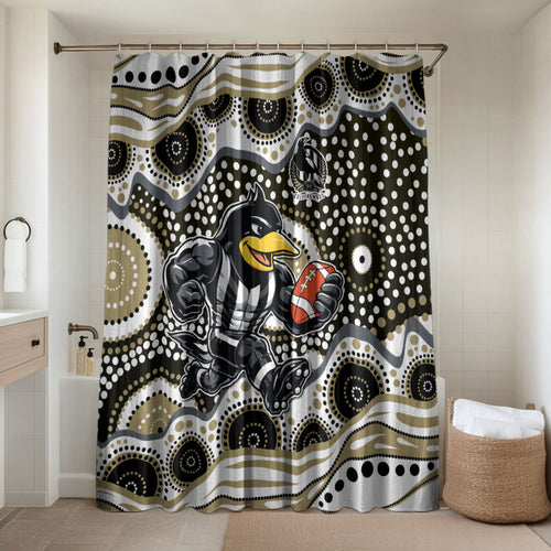 Collingwood Magpies Bathroom Set Aboriginal Dot Pattern - Football Mascot Heritage Pride