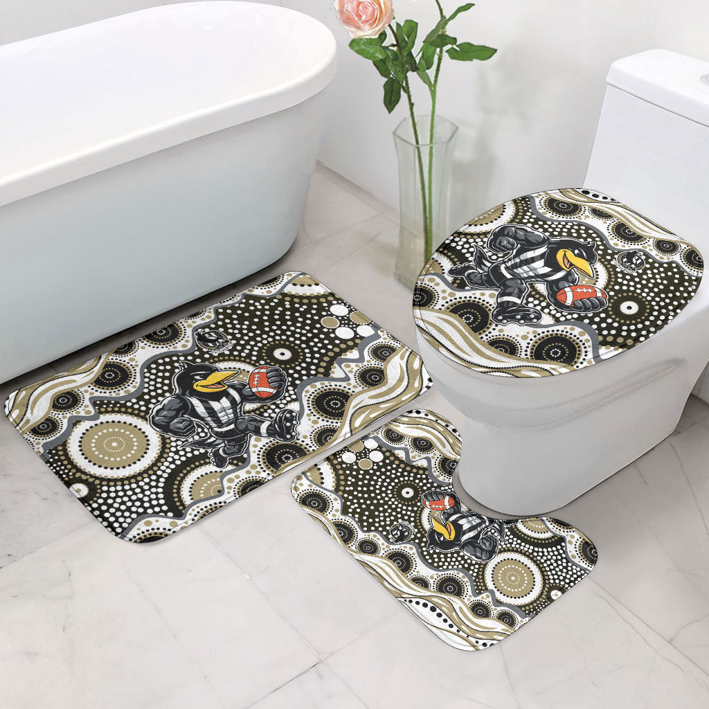 Collingwood Magpies Bathroom Set Aboriginal Dot Pattern - Football Mascot Heritage Pride