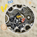 Collingwood Magpies Beach Blanket Aboriginal Dot Pattern - Football Mascot Heritage Pride
