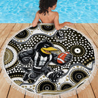 Collingwood Magpies Beach Blanket Aboriginal Dot Pattern - Football Mascot Heritage Pride