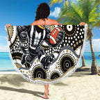 Collingwood Magpies Beach Blanket Aboriginal Dot Pattern - Football Mascot Heritage Pride