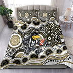 Collingwood Magpies Bedding Set Aboriginal Dot Pattern - Football Mascot Heritage Pride