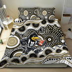 Collingwood Magpies Bedding Set Aboriginal Dot Pattern - Football Mascot Heritage Pride