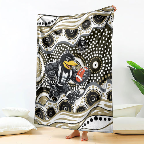 Collingwood Magpies Blanket Aboriginal Dot Pattern - Football Mascot Heritage Pride