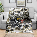 Collingwood Magpies Blanket Aboriginal Dot Pattern - Football Mascot Heritage Pride