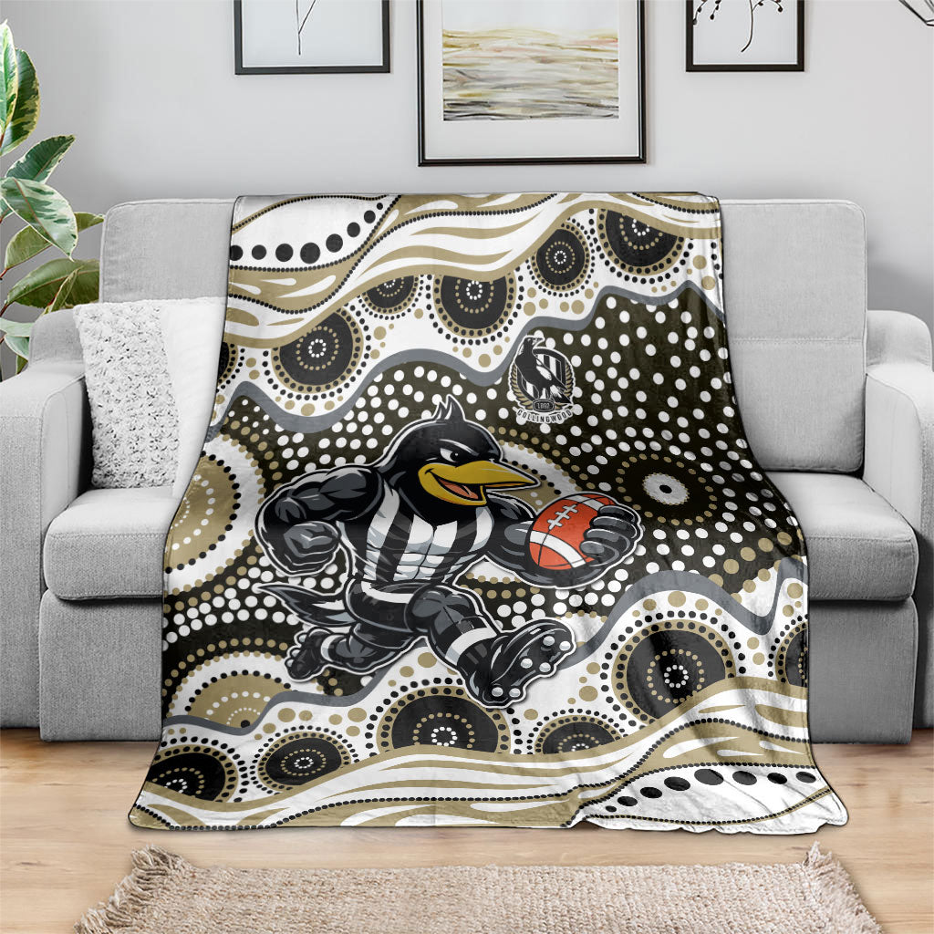 Collingwood Magpies Blanket Aboriginal Dot Pattern - Football Mascot Heritage Pride