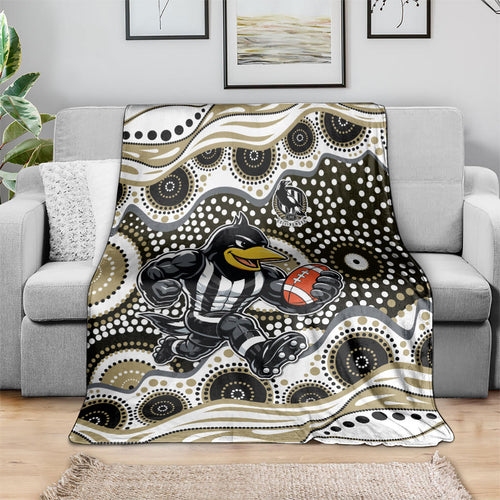Collingwood Magpies Blanket Aboriginal Dot Pattern - Football Mascot Heritage Pride