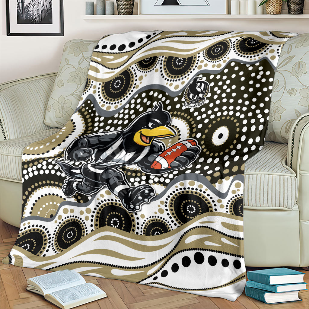 Collingwood Magpies Blanket Aboriginal Dot Pattern - Football Mascot Heritage Pride