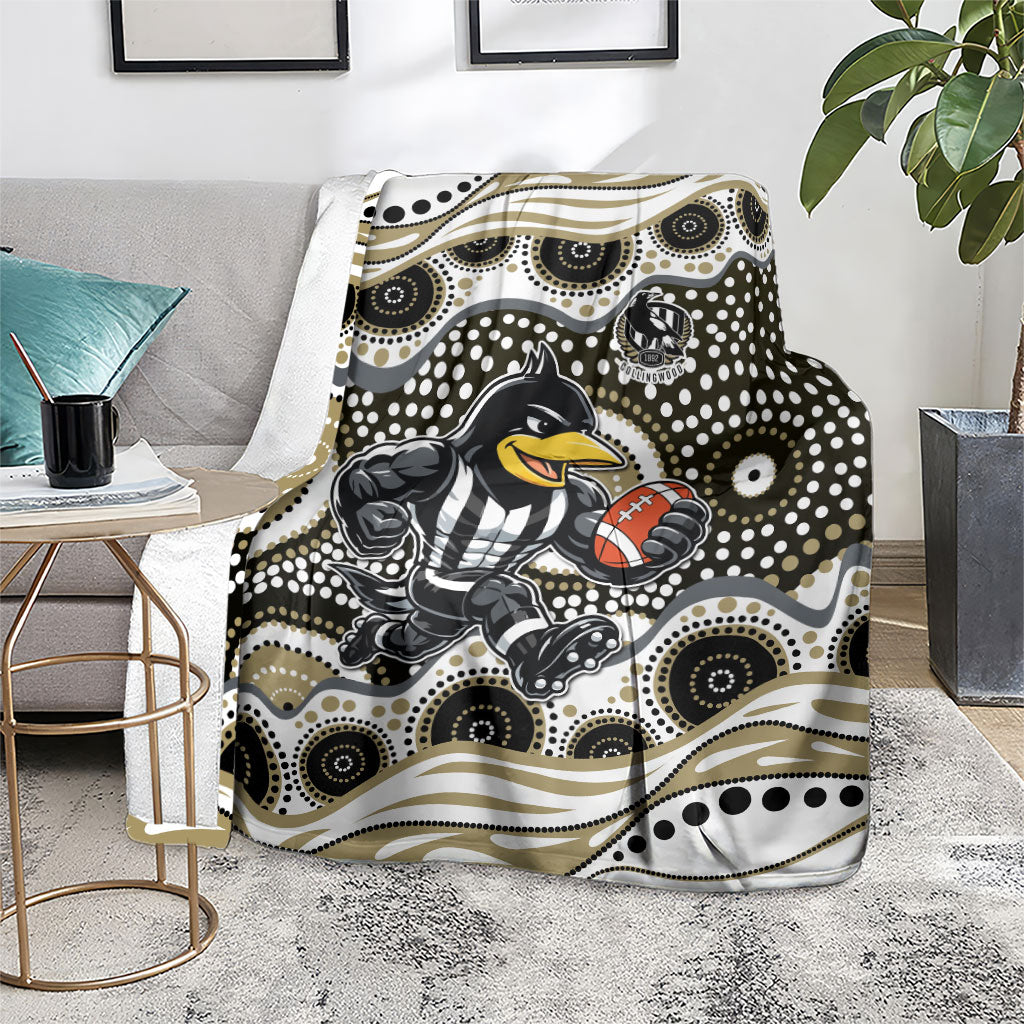 Collingwood Magpies Blanket Aboriginal Dot Pattern - Football Mascot Heritage Pride