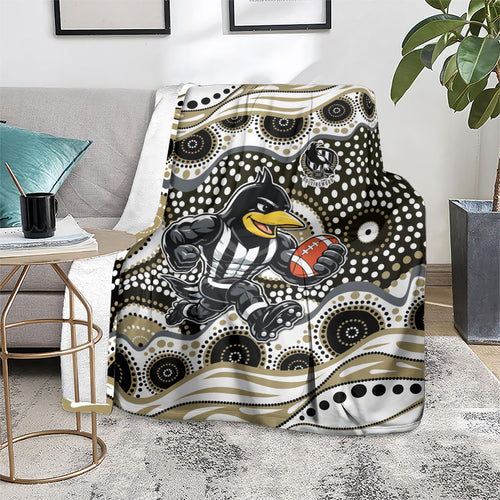 Collingwood Magpies Blanket Aboriginal Dot Pattern - Football Mascot Heritage Pride