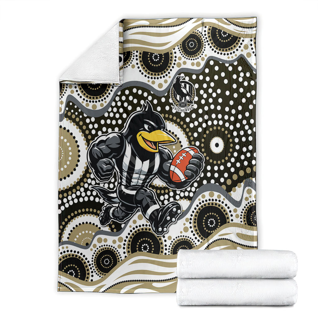 Collingwood Magpies Blanket Aboriginal Dot Pattern - Football Mascot Heritage Pride