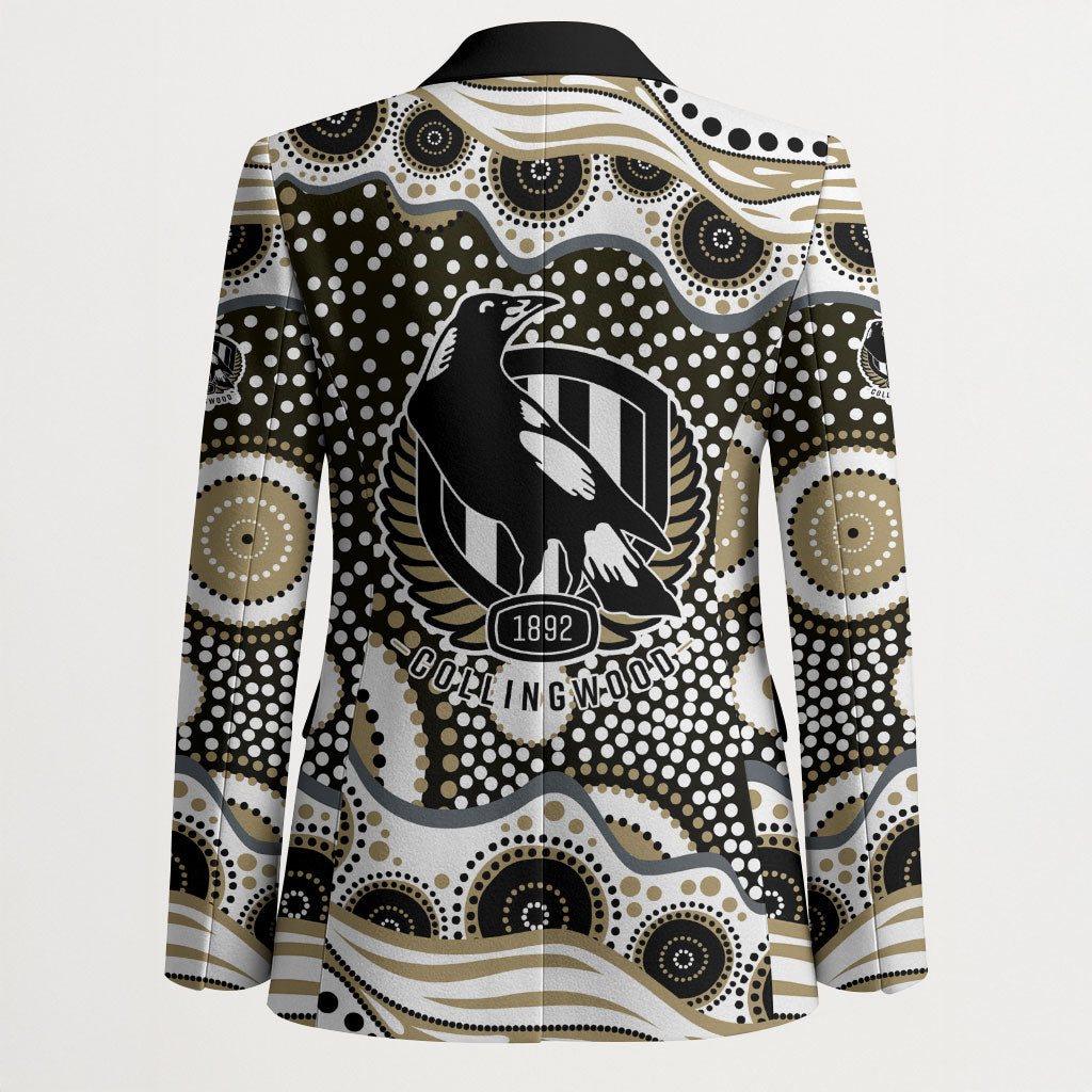 Collingwood Magpies Blazer Aboriginal Dot Pattern - Football Mascot Heritage Pride