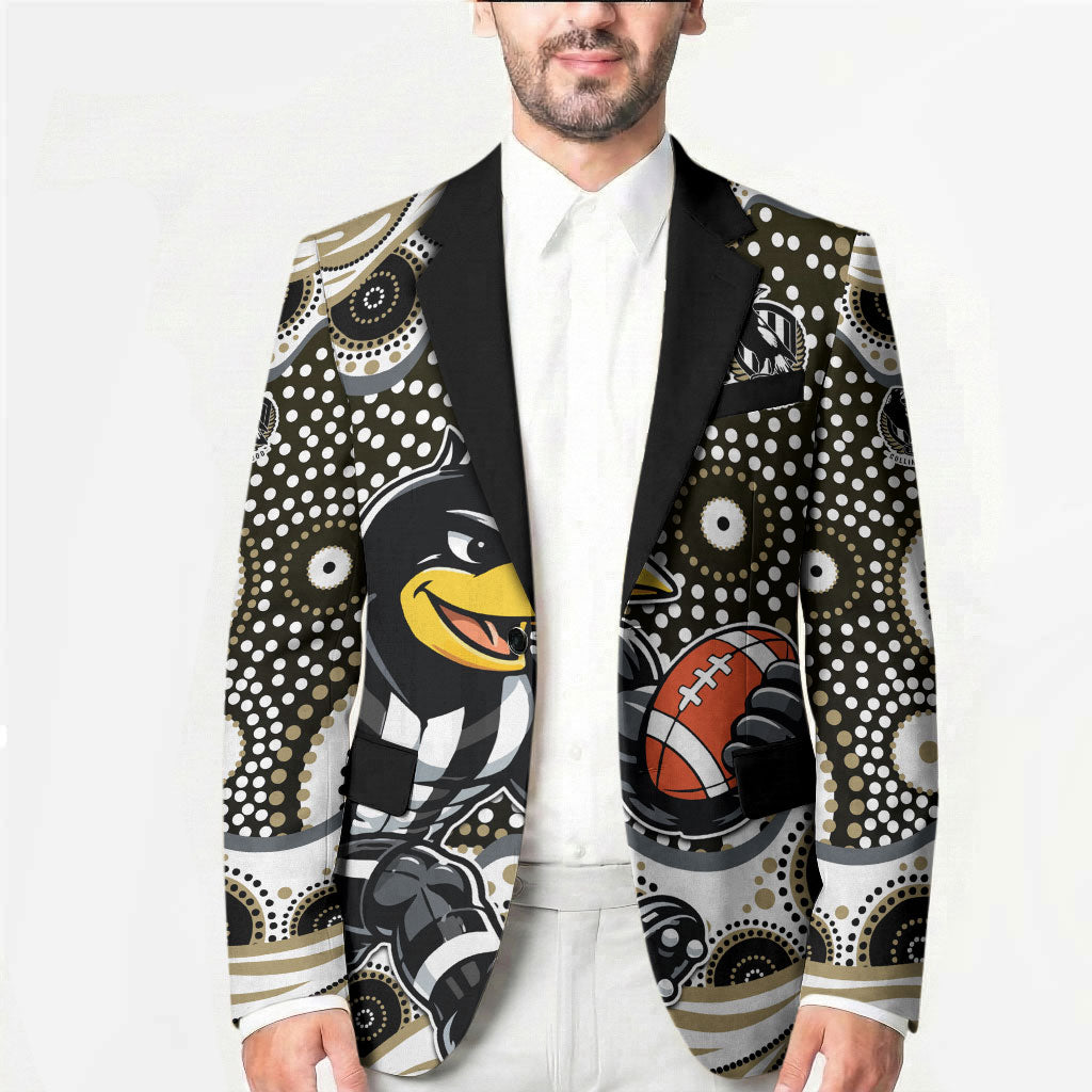 Collingwood Magpies Blazer Aboriginal Dot Pattern - Football Mascot Heritage Pride
