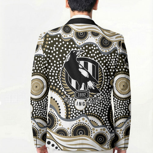 Collingwood Magpies Blazer Aboriginal Dot Pattern - Football Mascot Heritage Pride