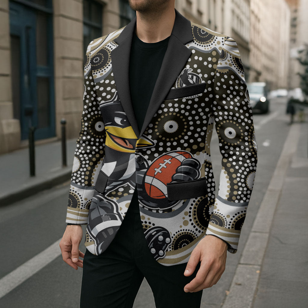 Collingwood Magpies Blazer Aboriginal Dot Pattern - Football Mascot Heritage Pride