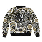 Collingwood Magpies Bomber Jacket Aboriginal Dot Pattern - Football Mascot Heritage Pride