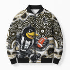 Collingwood Magpies Bomber Puffer Jacket Aboriginal Dot Pattern - Football Mascot Heritage Pride