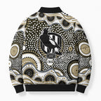 Collingwood Magpies Bomber Puffer Jacket Aboriginal Dot Pattern - Football Mascot Heritage Pride
