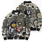 Collingwood Magpies Bomber Puffer Jacket Aboriginal Dot Pattern - Football Mascot Heritage Pride