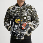 Collingwood Magpies Bomber Puffer Jacket Aboriginal Dot Pattern - Football Mascot Heritage Pride