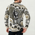 Collingwood Magpies Button Sweatshirt Aboriginal Dot Pattern - Football Mascot Heritage Pride
