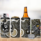 Collingwood Magpies 4 in 1 Can Cooler Tumbler Aboriginal Dot Pattern - Football Mascot Heritage Pride