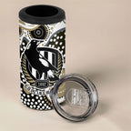 Collingwood Magpies 4 in 1 Can Cooler Tumbler Aboriginal Dot Pattern - Football Mascot Heritage Pride