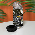 Collingwood Magpies 4 in 1 Can Cooler Tumbler Aboriginal Dot Pattern - Football Mascot Heritage Pride