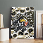 Collingwood Magpies Canvas Wall Art Aboriginal Dot Pattern - Football Mascot Heritage Pride